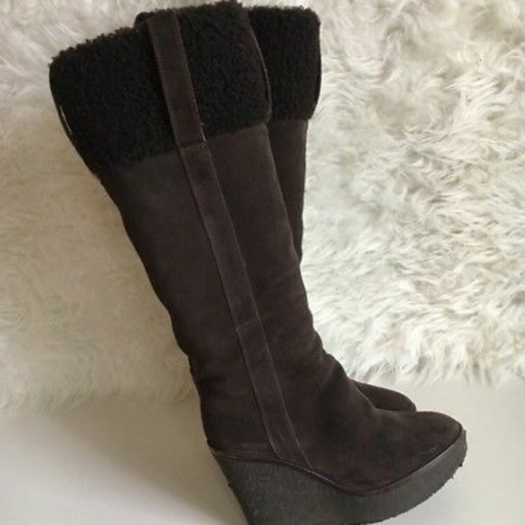 YSL Yves Saint Laurent Vintage Wedge Winter Boots - Picture 3 of 6